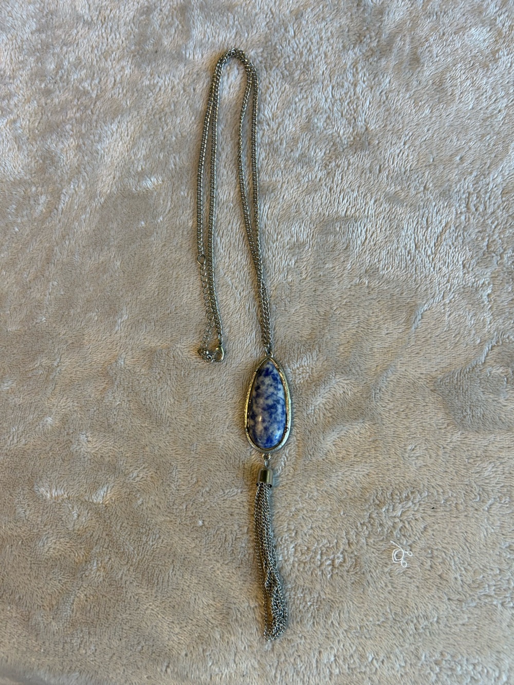 Silver Necklace with Blue Sodalite Pendant